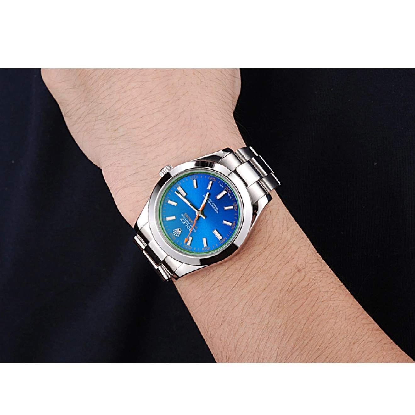 Aaa replica Dial 622838 Blue Steel Case Bezel Milgauss Rolex Stainless And 0724